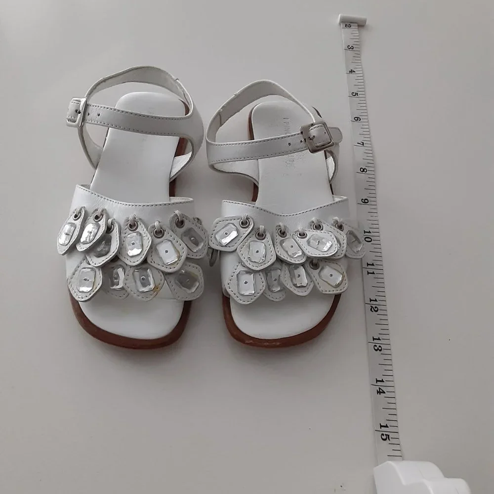 Pinco Pallino little girl ivory jeweled sandals size 30 / US 12